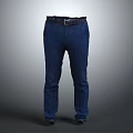 Blue Denim Pants With Black Belt Slim Fit For Casual Style