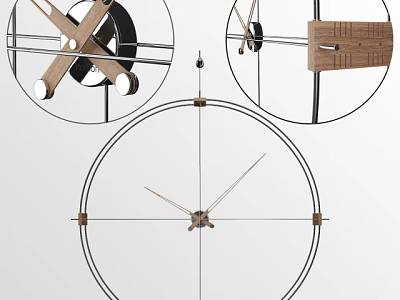 Modern Minimalist Wall Clock With Metal Frame Wooden Accents And Crossed Design Elements 3d model