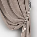 Elegant Brown Curtains With White Lace Trim For Home Interior Decoration