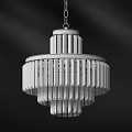 Modern Crystal Chandelier With Circular Frame And Layered Transparent Glass Strips