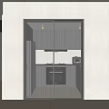 Modern Sliding Door With Black Frame And Glass Panels In White Wall Interior