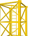Yellow Metal Geometric Frame Structure With Interconnected Steel Beams For Industrial Use