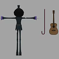 Game Movie Character Skeleton With Top Hat Black Outfit Purple Gloves Outstretched Arms And Guitar
