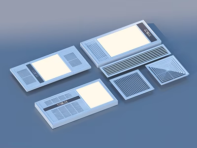 Modern Blue Ventilation Grilles Featuring Various Patterns And Sizes For Interior Use 3d model