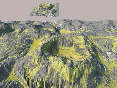 Natural Garden Landscape With Rolling Hills Green Vegetation And Canyon Features 3d model