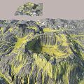 Natural Garden Landscape With Rolling Hills Green Vegetation And Canyon Features