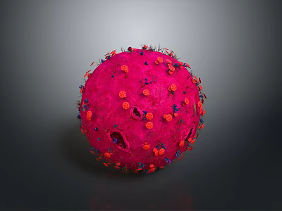 Medical Device 3D Viral Model With Red Blue Protrusions For Medical Education 3d model