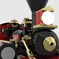 Brick Built Vintage Steam Locomotive With Red Black Details