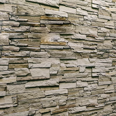 Natural Stacked Stone Wall With Rustic Texture And Layered Stone Design 3d model