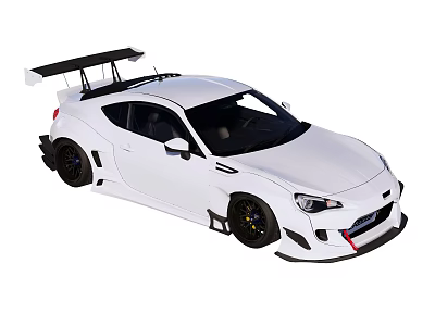 White Modified Sports Car With Rear Spoiler Black Wheels And Aerodynamic Body Kit 3d model