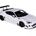 White Modified Sports Car With Rear Spoiler Black Wheels And Aerodynamic Body Kit