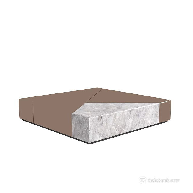 Modern Geometric Coffee Table With Brown And Marble Combined Materials Design 3d model 