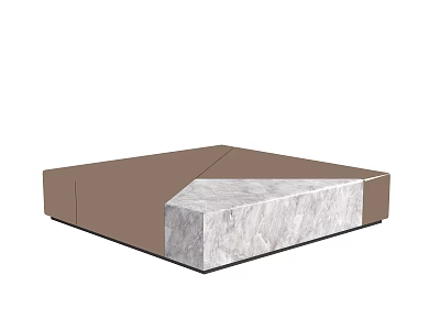 Modern Geometric Coffee Table With Brown And Marble Combined Materials Design 3d model