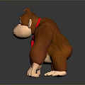 Cartoon Brown Gorilla Figurine With Red Tie And DK Logo In Crouching Pose