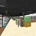 Supermarket Retail Store With Spacious Aisles Organized Shelves Product Displays And Shopping Carts