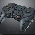 Ergonomic Blue Game Controller Design With Joysticks Buttons And LED Light