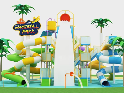 Children's Water Slide Garden Water Slide Water Park 3d model