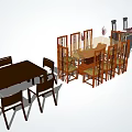 Wooden Dining Table Sets With Matching Chairs For Home Interior Design 3d model