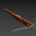 Traditional Crossbow Weapon With Wooden Body Metal Components And Taut Bowstring Design Structure