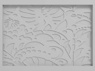 White Laser Cut Background Wall With Plant Leaves Fern And Bamboo Natural Pattern 3d model