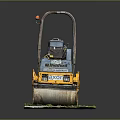 Detailed Yellow Double Drum Road Roller Model on Grass with Reflective Base 3d model