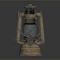 Vintage Brass Kerosene Lamp Furniture Decorative Piece With Glass Shade And Metal Frame