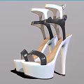 Women's Fashionable Black And White High Heel Sandals With Strap Design And Platform Soles
