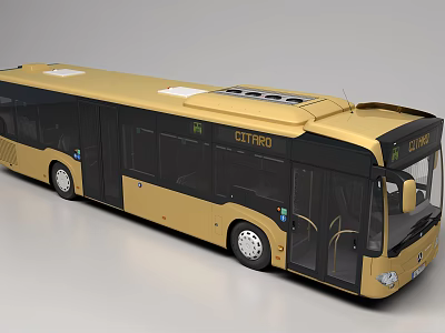Modern Golden TITAN Bus With White Roof Sections Black Windows And Multiple Doors 3d model