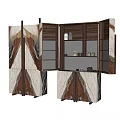 Modern Entryway Console Side Cabinet With Open Storage Shelves And Marble Decorative Panels