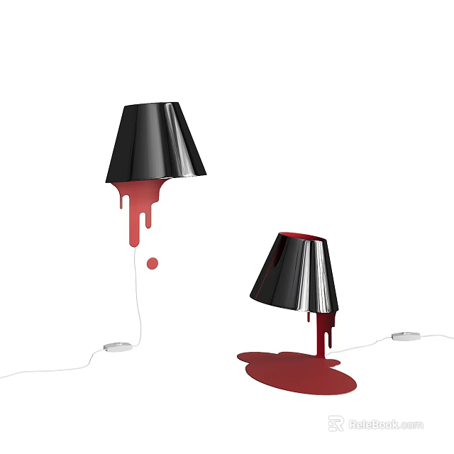 Modern Artistic Wall Lamps With Black Shades And Red Dripping Design 3d model 