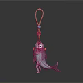Decorative Fish Shaped Pendant With Yellow Rope Knot Blue Bead And White Body