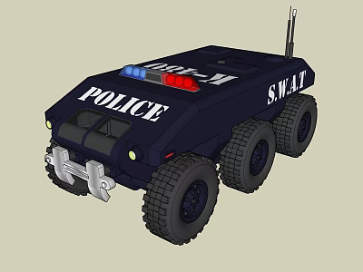 Tactical SWAT Police Car With Blue Red Lights And Heavy Duty Tires 3d model