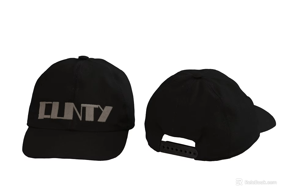 Black Cap With CUNTY Letter Print And Adjustable Back Strap Design 3d model 