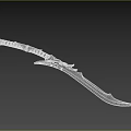 Medieval Curved Sword With Red Leather Wrapped Handle And Silver Ornate Sharp Steel Blade