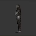 Standing Ape Like Creature With Full Body Hair And Upright Posture On Gray Background