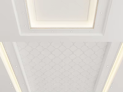 Modern White Ceiling Design With Recessed LED Lights And Geometric Patterns 3d model
