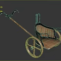 Vintage Wooden Hand Cart With Metal Frame Spoked Wheels And Handle