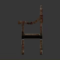 Ornate Red Wooden Single Chair With Intricate Carved Design And Curved Arms