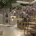 SPA Sauna Relaxing Interior With Cherry Blossom Tree Wooden Structure And Natural Elements