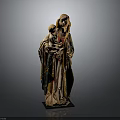 Madonna and Child Religious Sculpture With Colorful Robes Gold Accents and Intricate Design