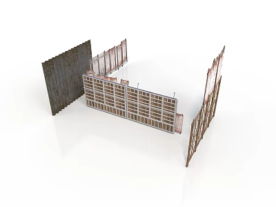 3D Rendered Wooden And Metal Frame Structure Components For Construction 3d model