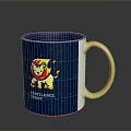 Blue Ceramic Mug Featuring Cartoon Lion Stars And Moon Patterns Prontance Group