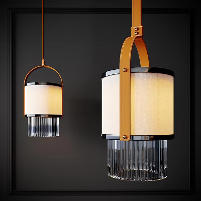 Elegant Modern Chandeliers With Golden Frames White Shades And Crystal Accents 3d model