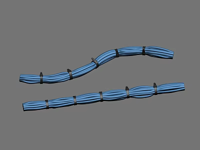 Blue Tubular Objects With Black Straps Curved And Straight Design 3d model