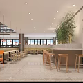 Bright Modern Spacious Restaurant With Clean Comfortable Dining Areas And Food Ordering Counters