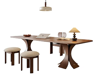Modern Mid-ancient Style Desk and Chair Combination Modern Desk and Chair Mid-ancient Style Chandelier Mid-ancient Style Table Lamp Mid-ancient Style Stool Desk Ornaments Fruit Solid Wood Desk and Chair 3d model