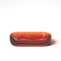 Orange Red Glass Vessel Sink With Glossy Surface And Oval Basin Design