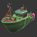 Detailed White Wooden Boat Featuring Deck Superstructure Railing And Antenna Details 3d model