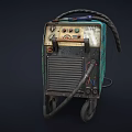 Old Blue Welding Machine With Control Panel Wheels Rusty Surface And Cable 3d model