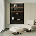 Modern Living Room Leisure Chair With Ottoman Shelving Unit And Floor Lamp